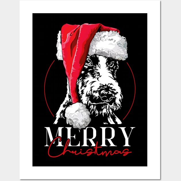 Funny Fox Terrier Santa Merry Christmas dog mom Wall Art by wilsigns